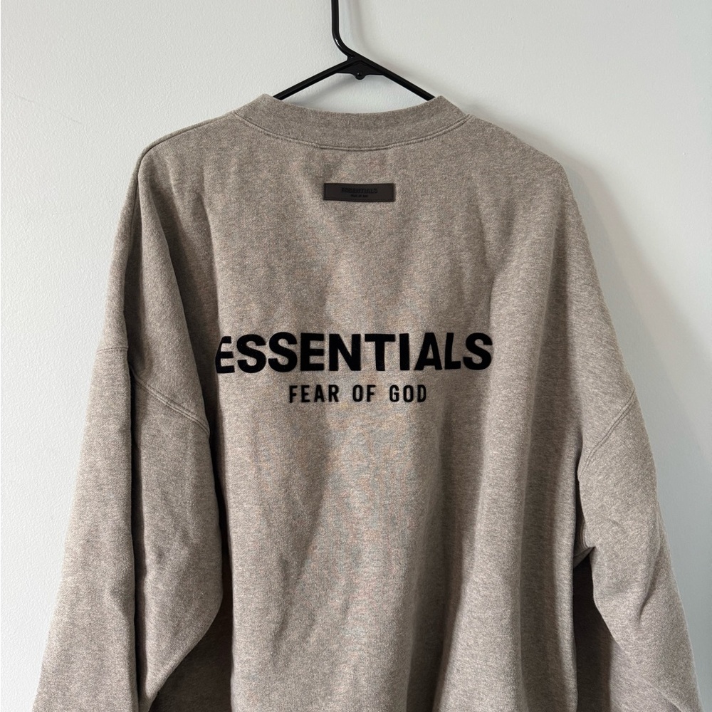 Essentials Gray Crewneck Sweater Soft Cotton Blend